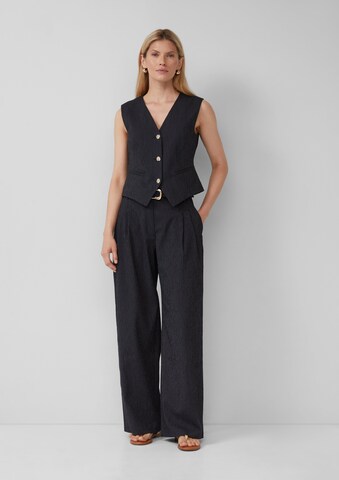 s.Oliver BLACK LABEL Wide Leg Bundfaltenhose in Schwarz