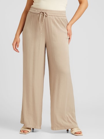 EVOKED Wide leg Broek 'SELMA ALIA' in Beige: voorkant