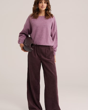 WE Fashion Wide leg Bandplooibroek in Lila