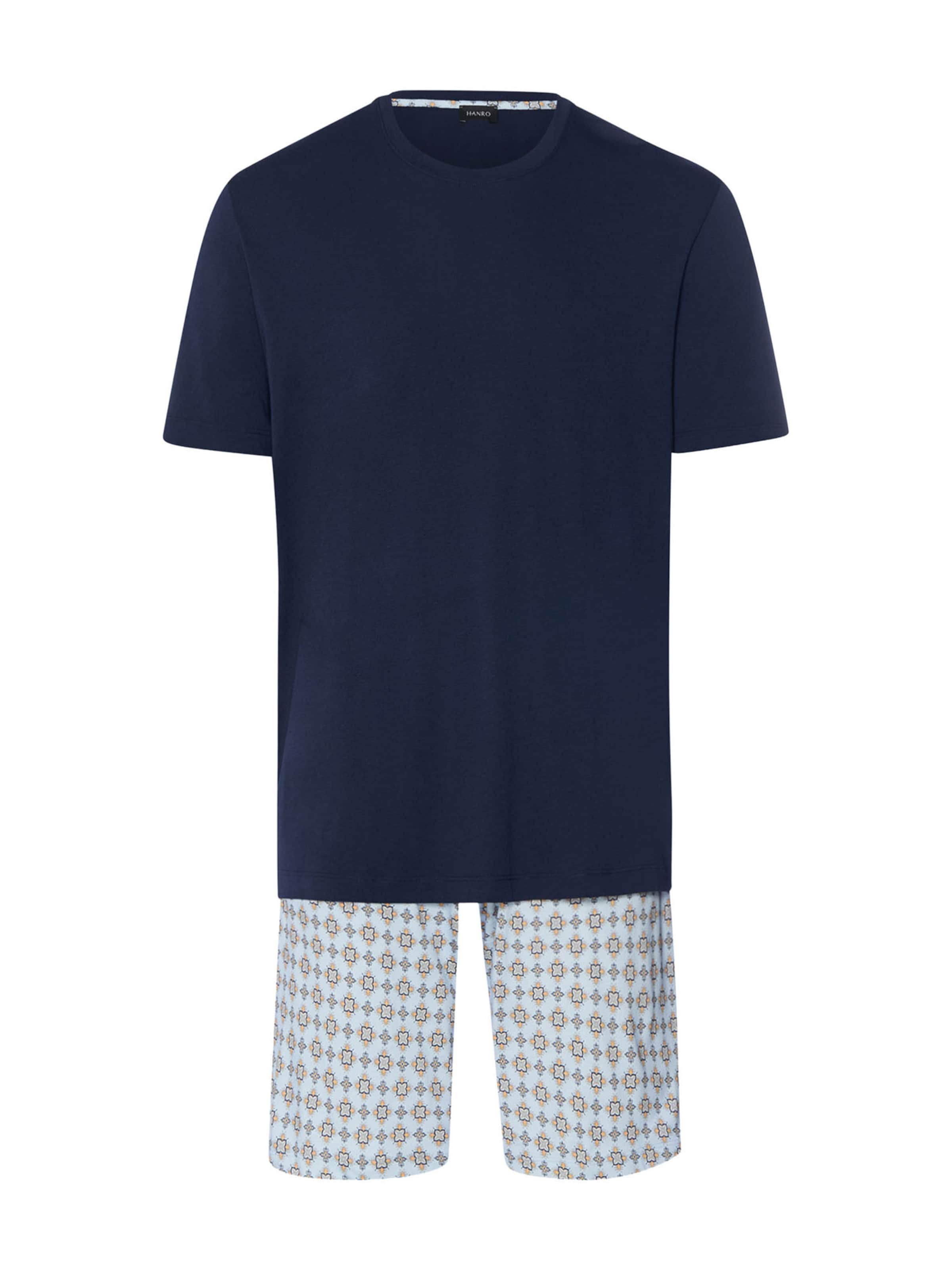 Hanro Pyjama kort ' Night & Day ' in Blauw: voorkant