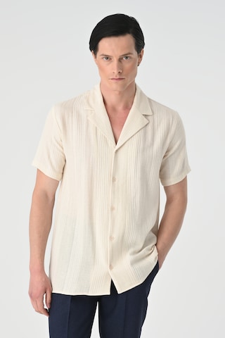 Antioch Comfort fit Button Up Shirt in Beige: front