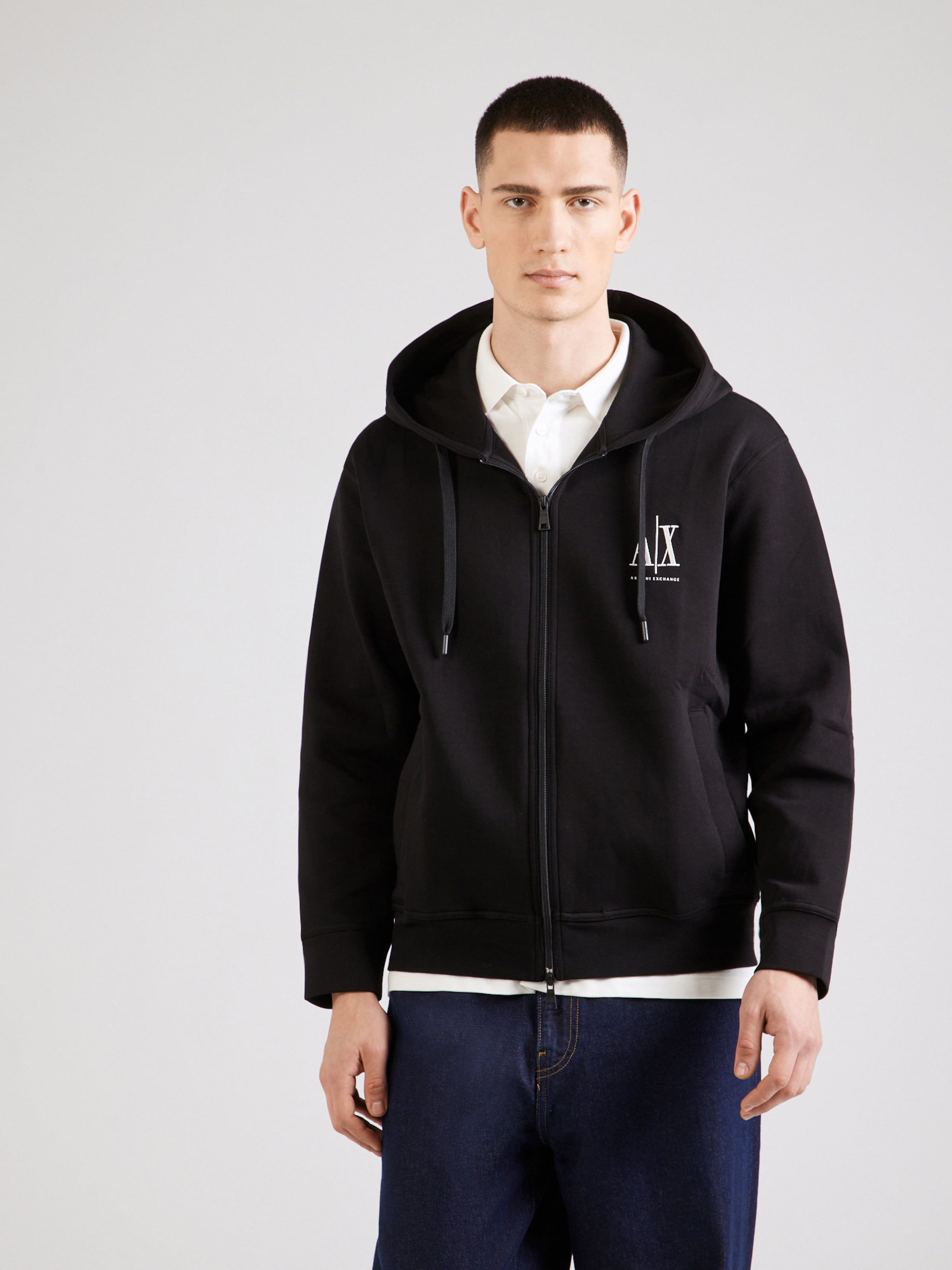 ARMANI EXCHANGE Zip-Up Hoodie in Black | ABOUT YOU