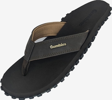 Gumbies T-Bar Sandals in Brown: front
