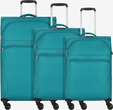 D&N Suitcase Set in Blue: front