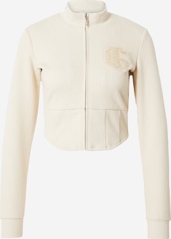 GUESS Zip-Up Hoodie 'MARIAH' in Beige: front