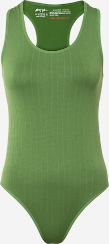 Nasty Gal Shirt bodysuit in Green: front