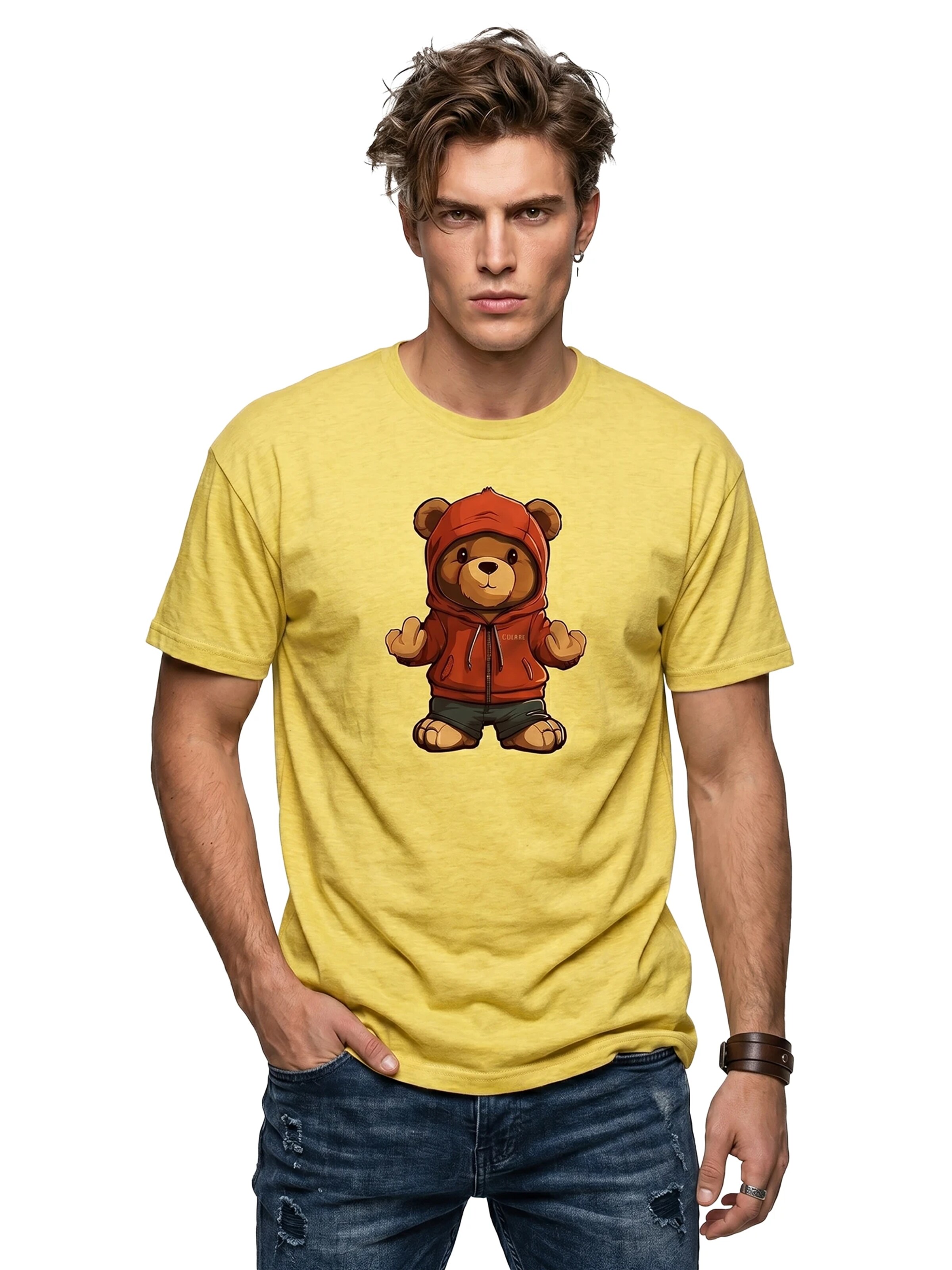 MAKAYA Shirt 'Teddy Makaya' in Yellow: front
