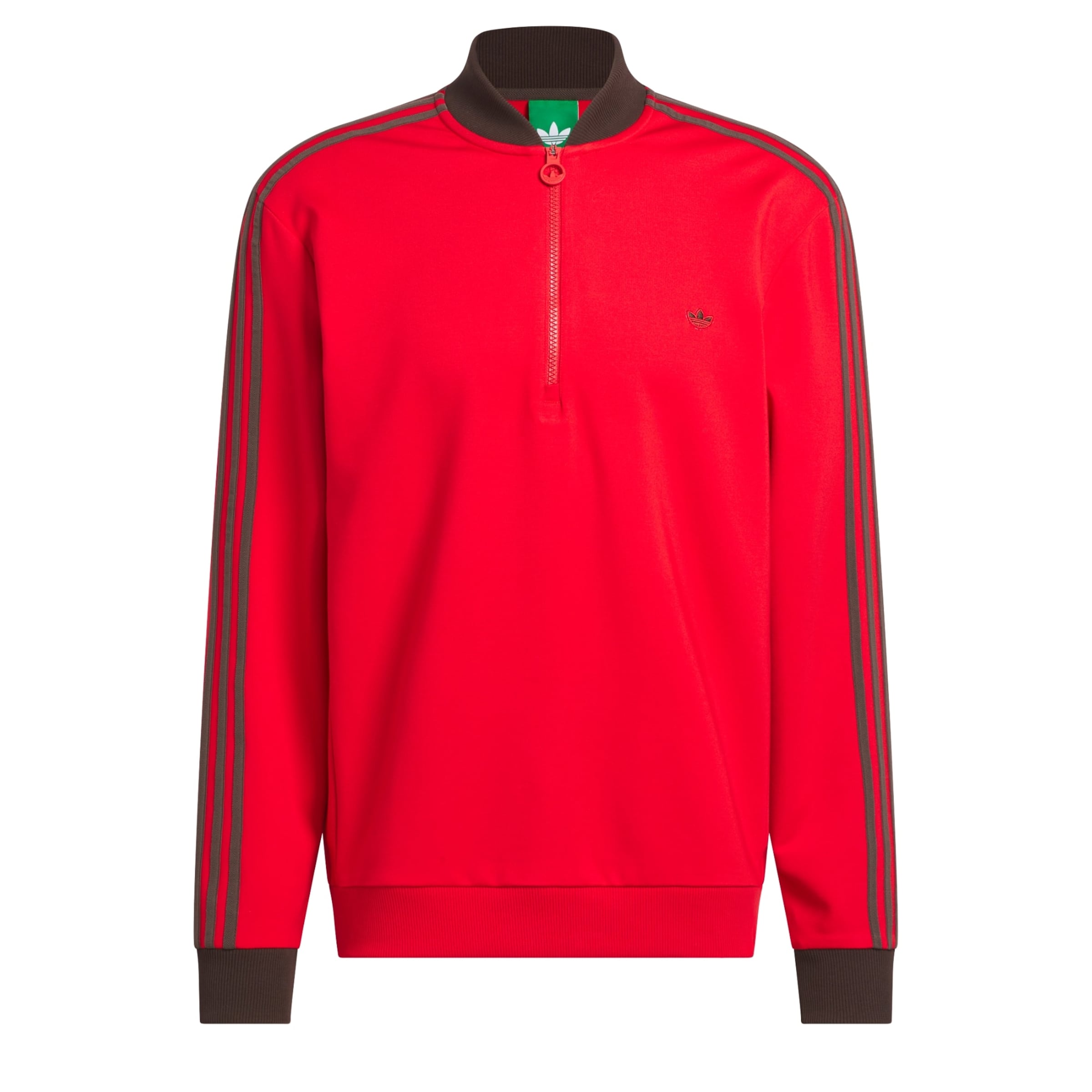 Sweat de sport 'Originals 3-Stripes 1/4 Zip' ADIDAS PERFORMANCE en rouge : devant