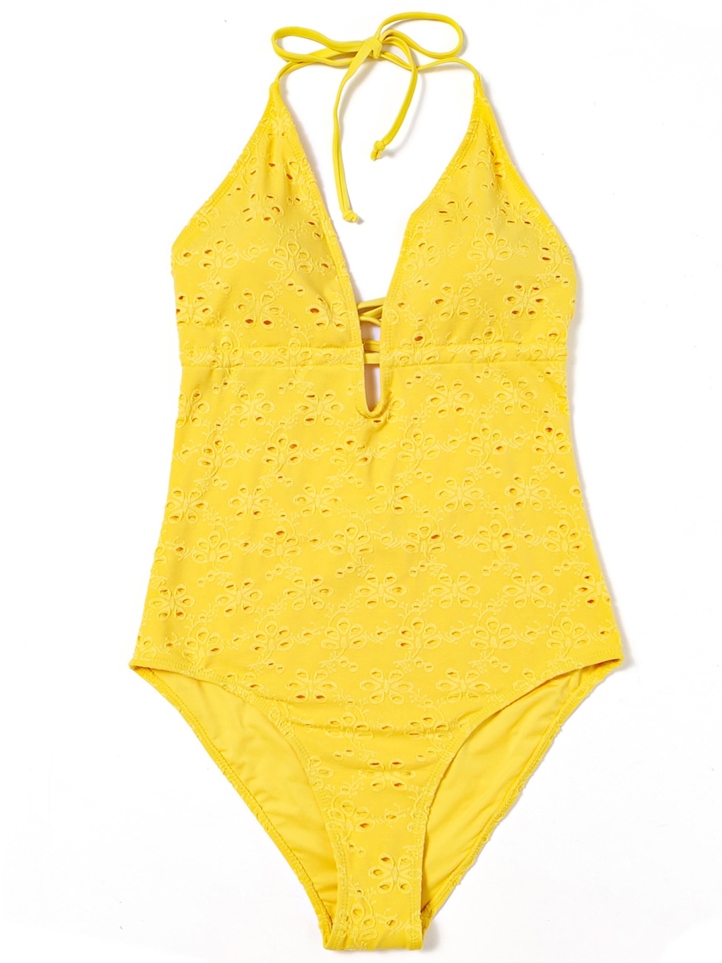 BONVERANO Classic Swimsuit in Yellow: front