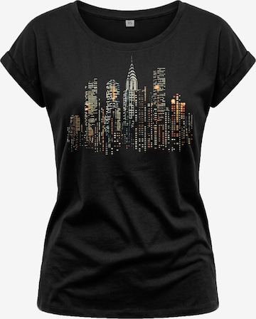 MAKAYA Shirt 'New York Skyline' in Black: front