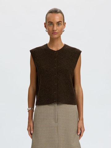 SELECTED Strickweste 'SLFLulu' in Braun: Vorderseite