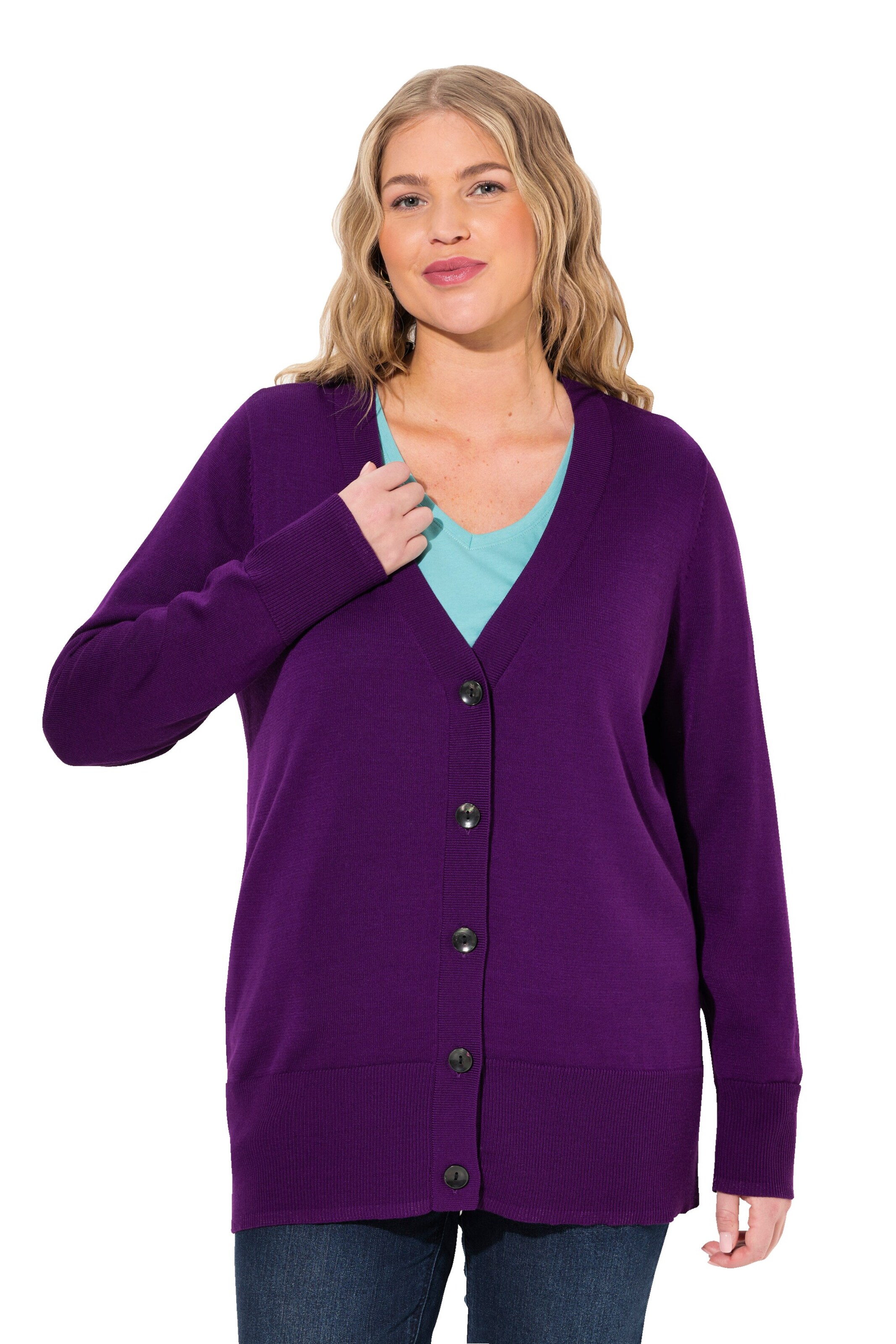 Ulla Popken Knit cardigan in Purple: front
