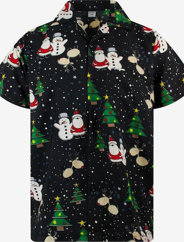 Camicia 'Christmas Buddies' di King Kameha in nero: frontale