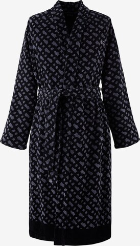 BOSS Long Bathrobe 'Monogram' in Black: front