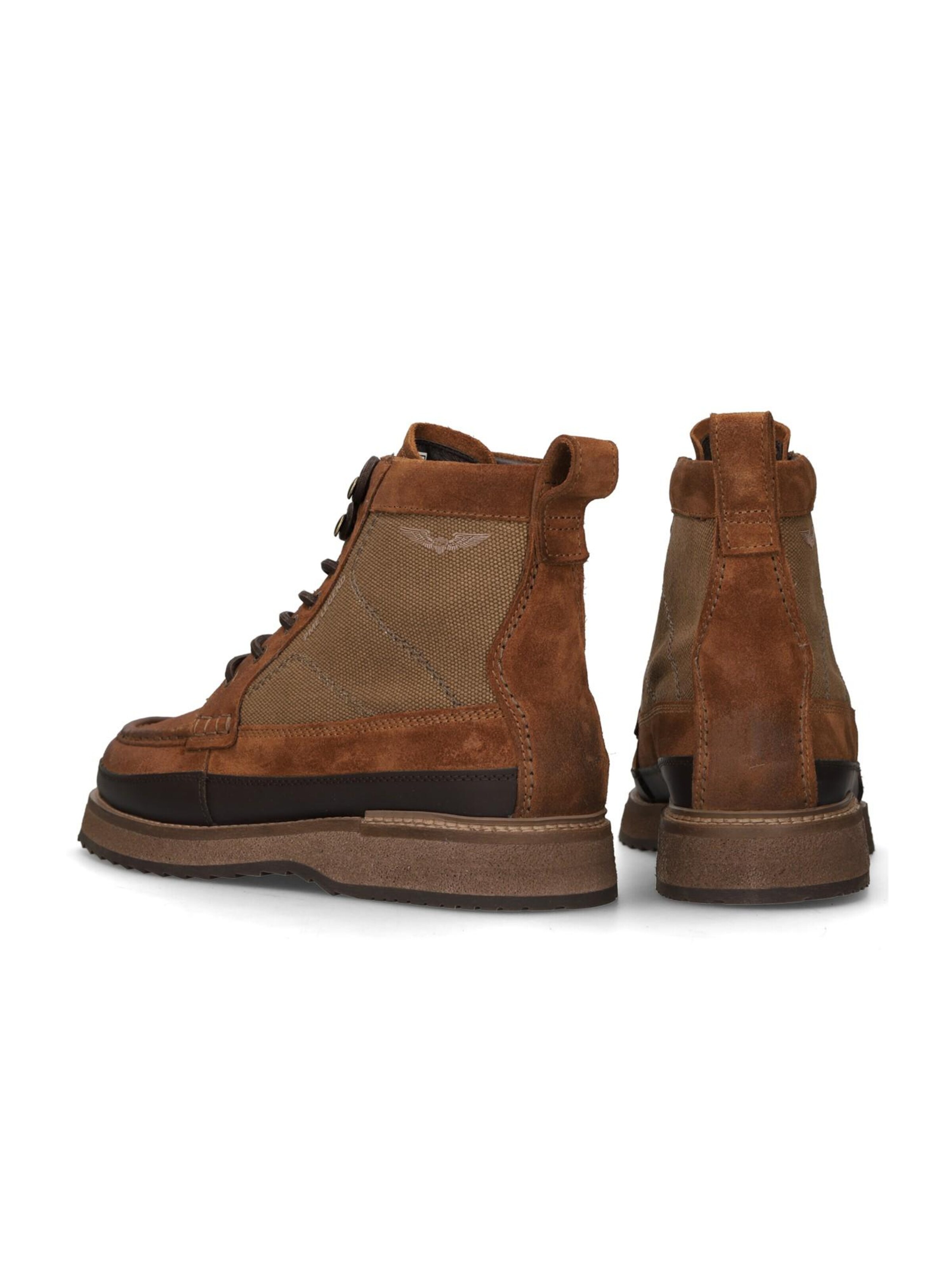 PME Legend Boots 'Wingmark boot in suede and canvas' in Bruin