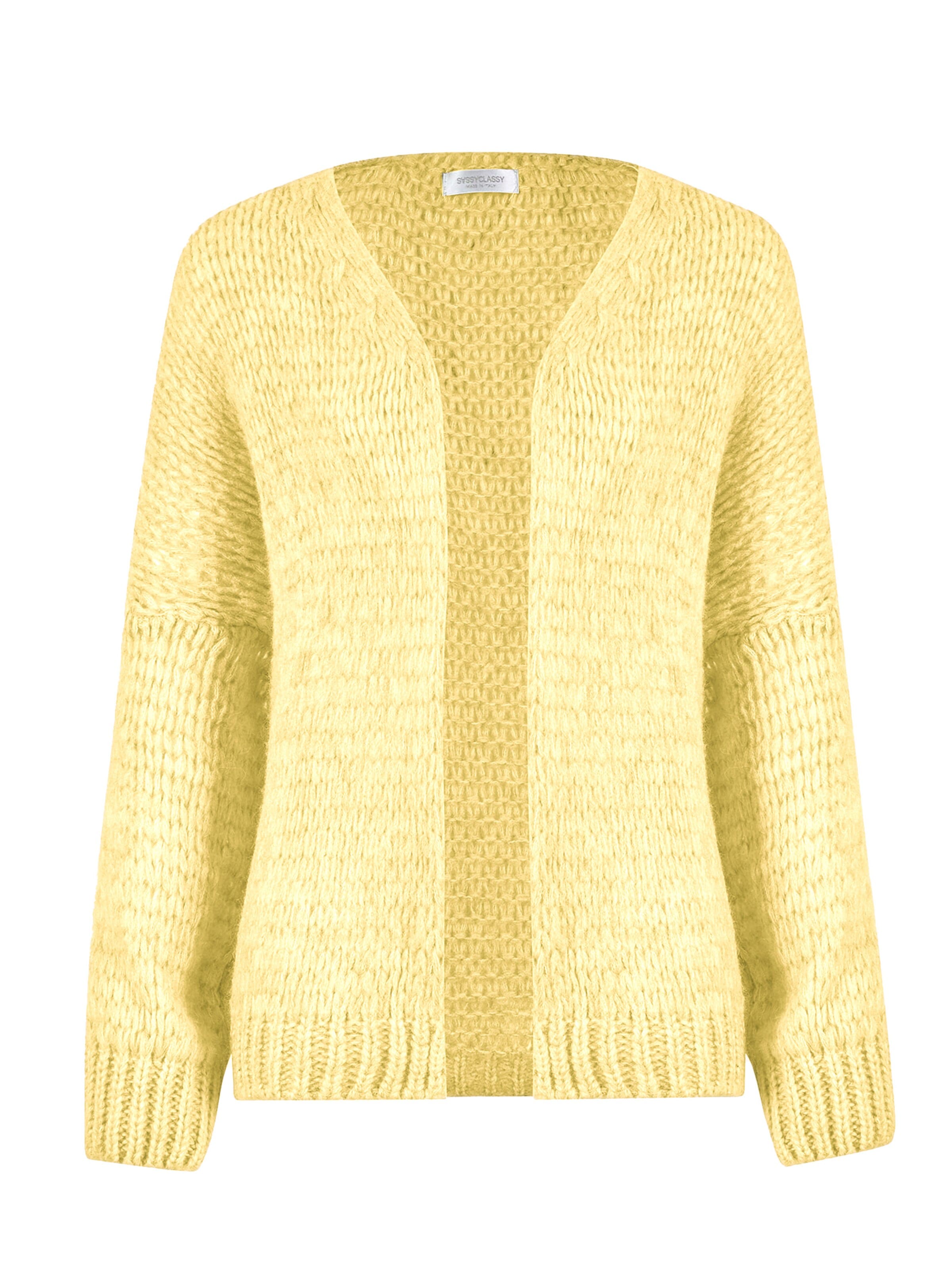 SASSYCLASSY Oversizestrickjacke‌‌‌‌‌‌‌ in Gelb: Vorderseite