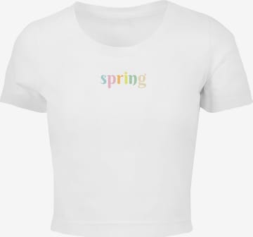 Merchcode T-Shirt 'Spring - Spring' in Weiß: predná strana