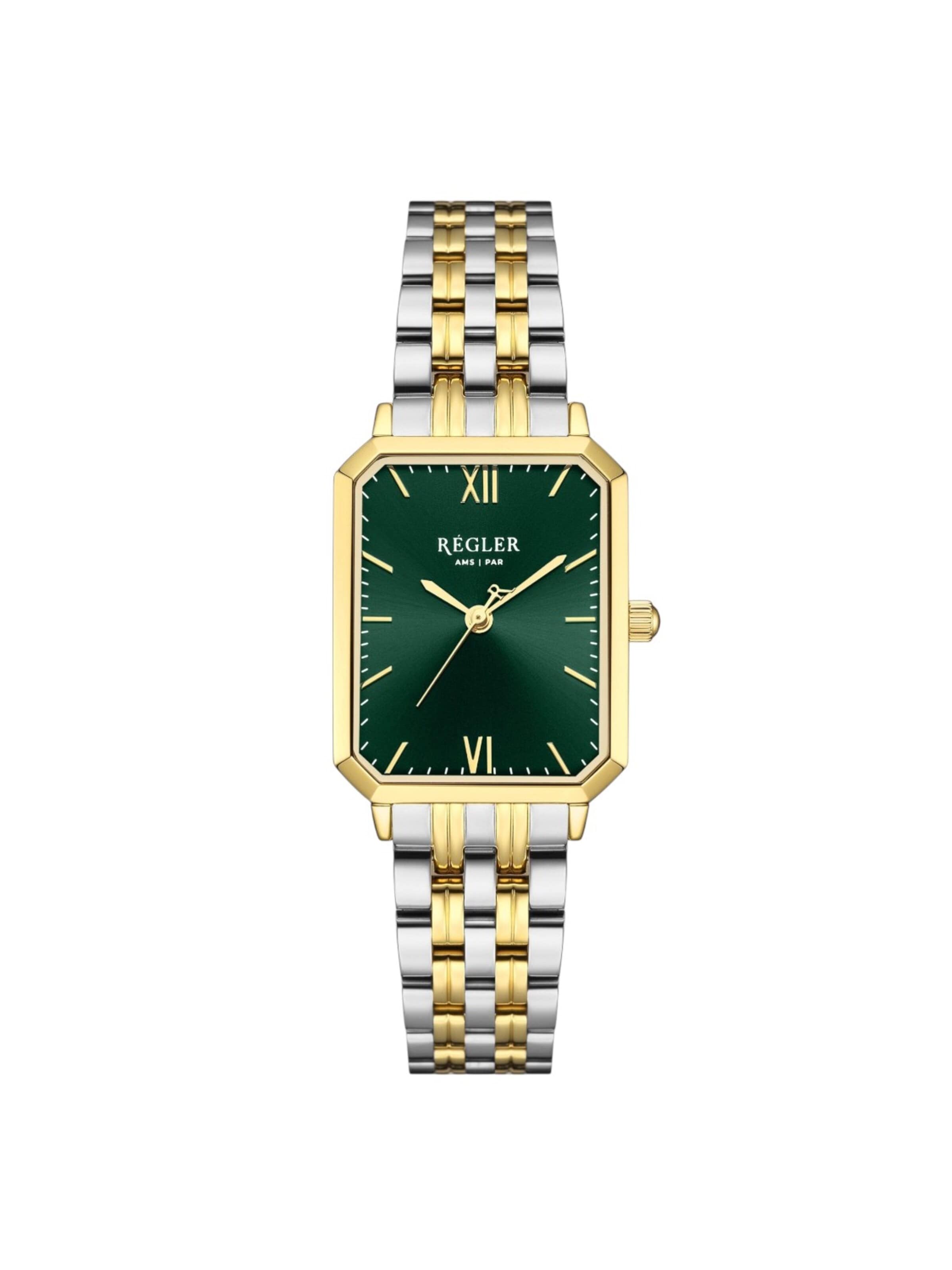 Régler Analogové hodinky 'Régler Élégance Steel Bicolor Silver/Gold - Green' – zlatá: přední strana