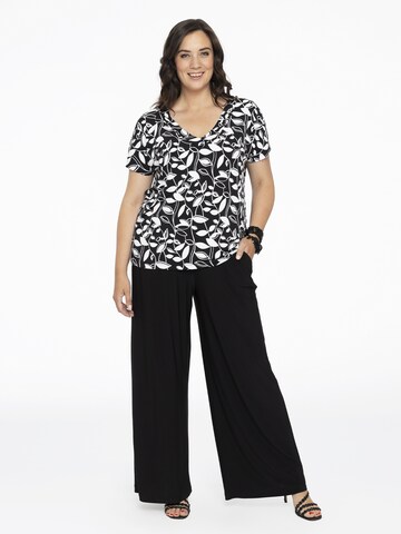 Wide Leg Pantalon Yoek en noir