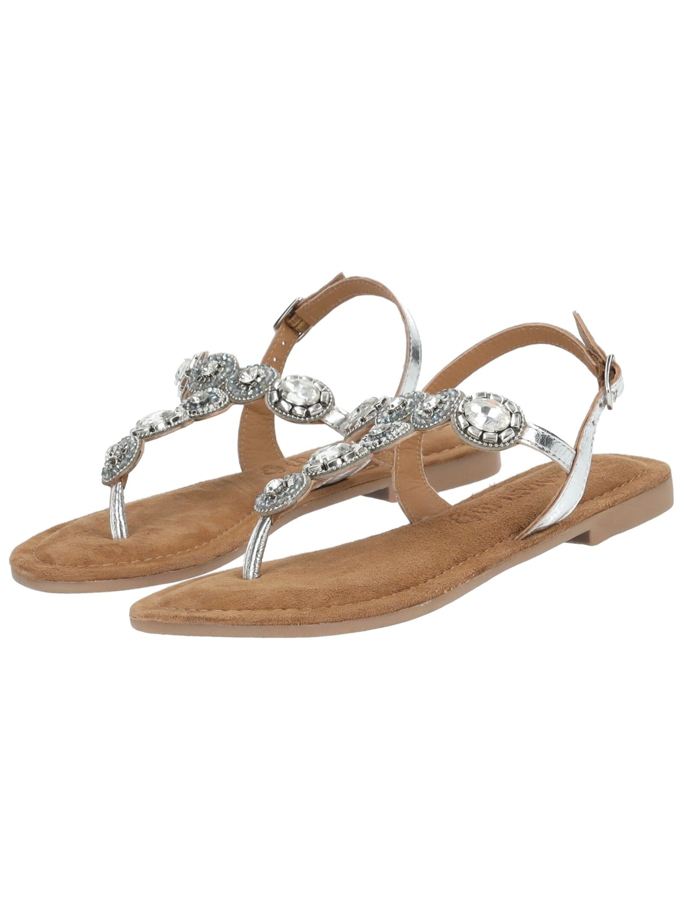 LAZAMANI T-Bar Sandals in Silver