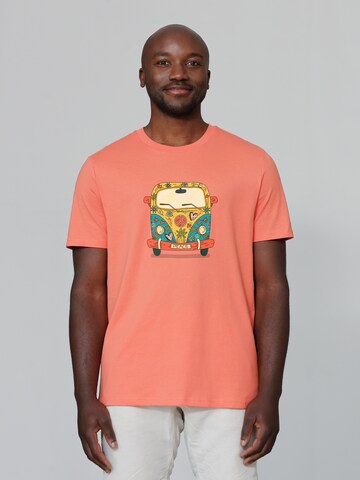 T-Shirt ' Hippies Bus ' Watapparel en orange : devant