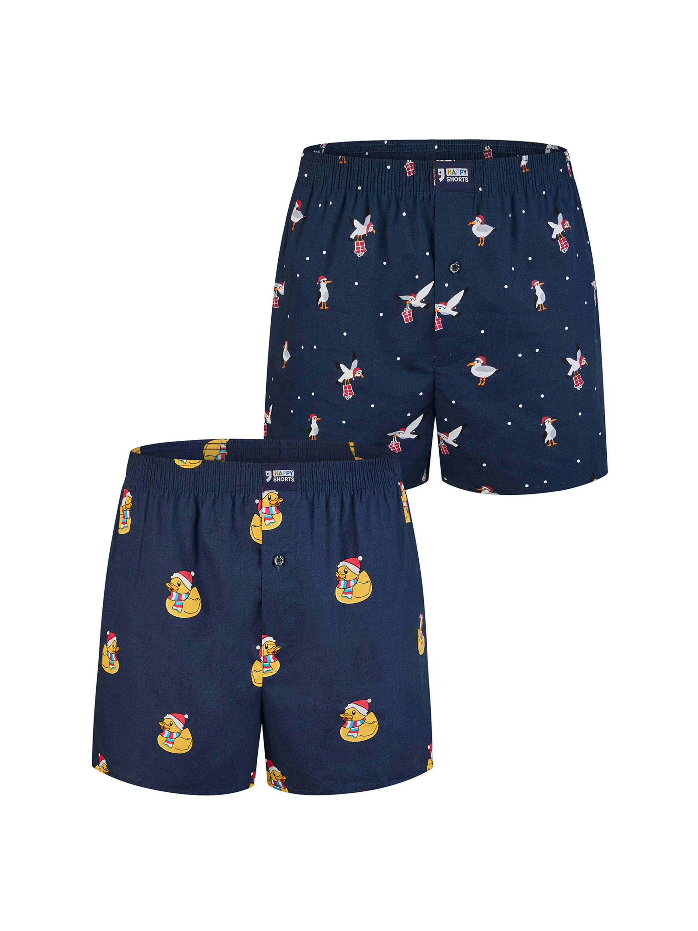 Boxers ' X-mas Shorts, Geschenk, Weihnachten, Motiv ' Happy Shorts en bleu : devant