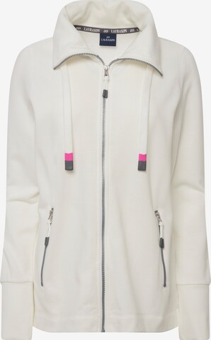 LAURASØN Zip-Up Hoodie in White: front