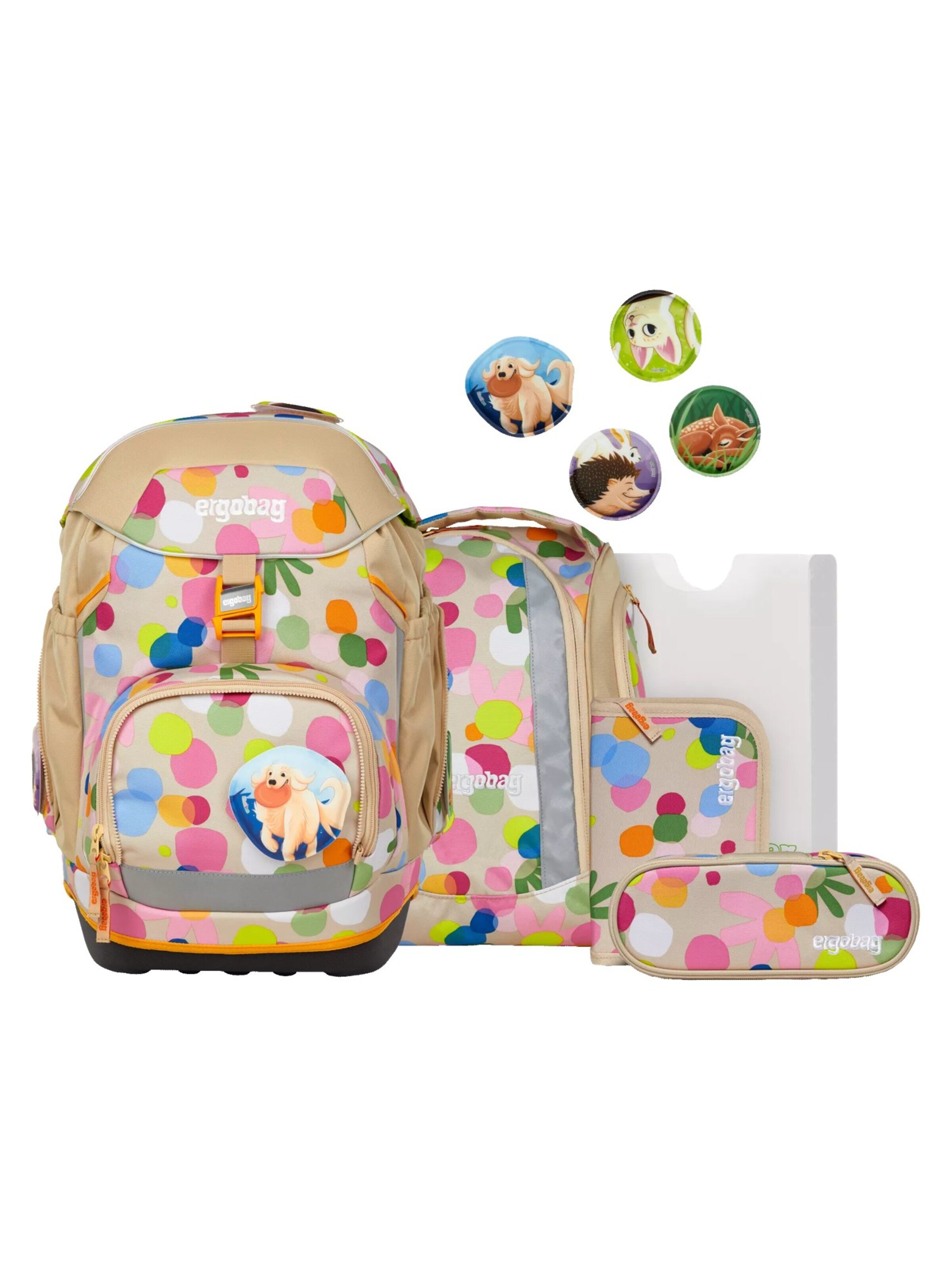 ergobag Backpack 'Schulranzen-Set pack Set' in Beige: front