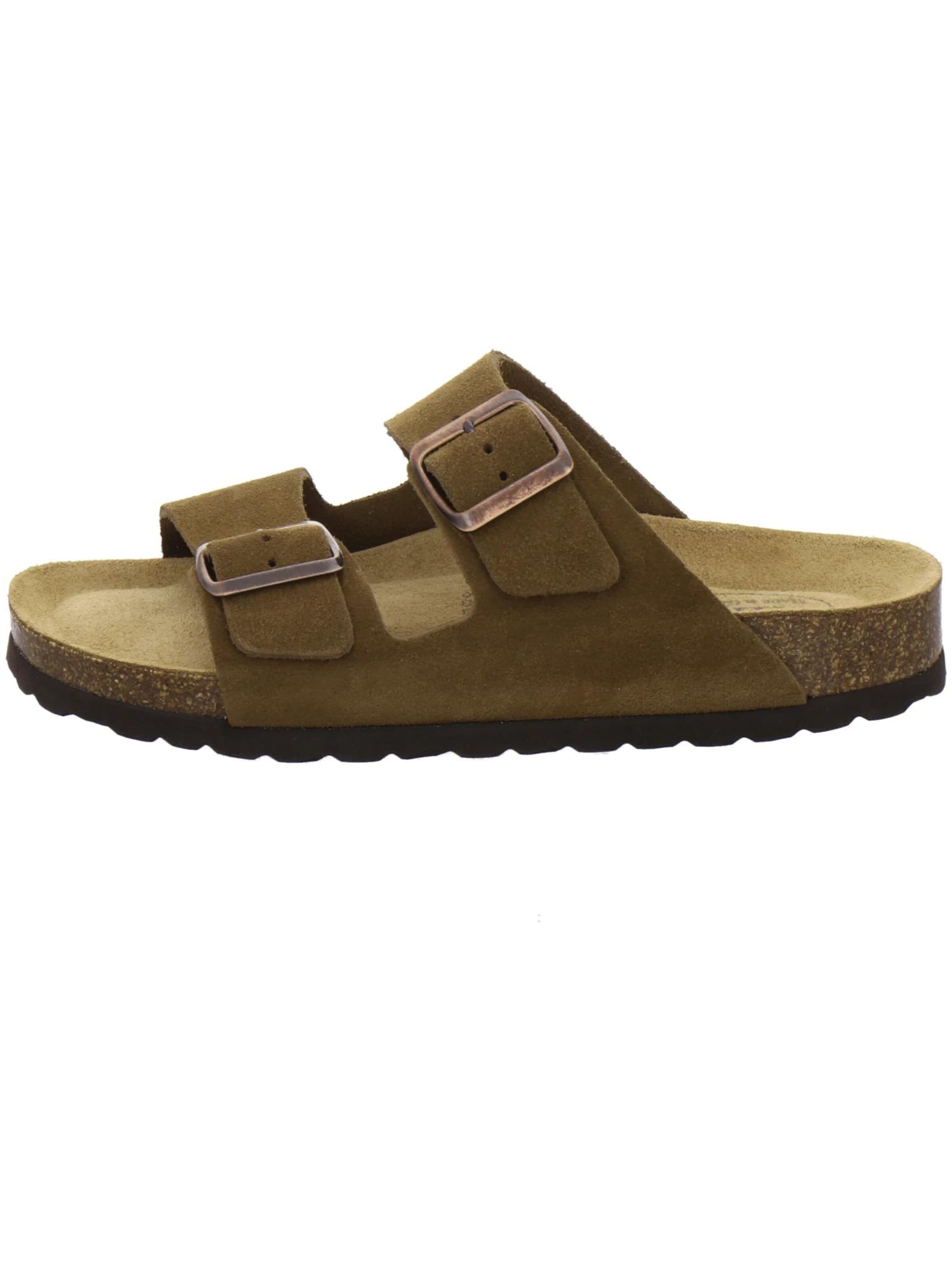 AFS-Schuhe - Zapatos abiertos 'Pantoletten Damen Zweischnaller cafe Veloursleder' en marrón