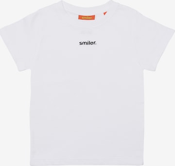 smiler. Shirt 'mini-laugh.' in White: front