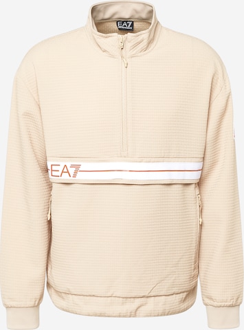 EA7 Emporio Armani Športna majica 'FELPA' | bež barva: sprednja stran