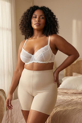 Trendyol Curve - Pantalón moldeador en beige: frente