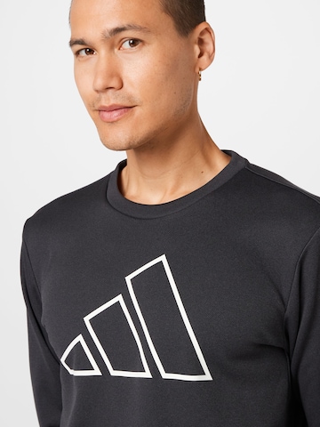 ADIDAS PERFORMANCE Athletic Sweatshirt 'Train Icons 3 Bar Logo ' in Black