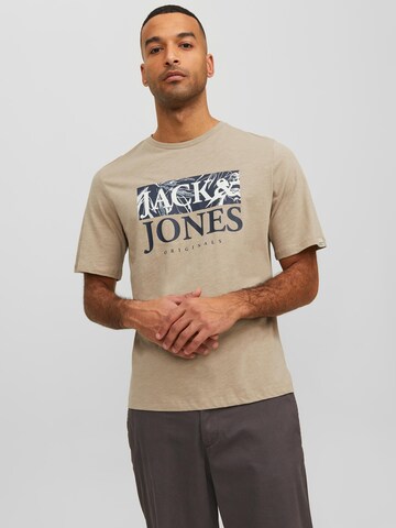 JACK & JONES T-Shirt 'Crayon Branding' in Beige: predná strana