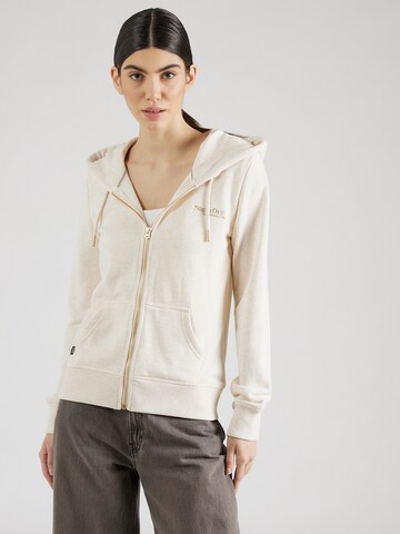 Superdry Zip-Up Hoodie 'ESSENTIAL' in Beige: front