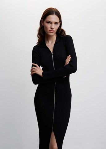 MANGO Stickad klänning 'Nieves' i svart: framsida