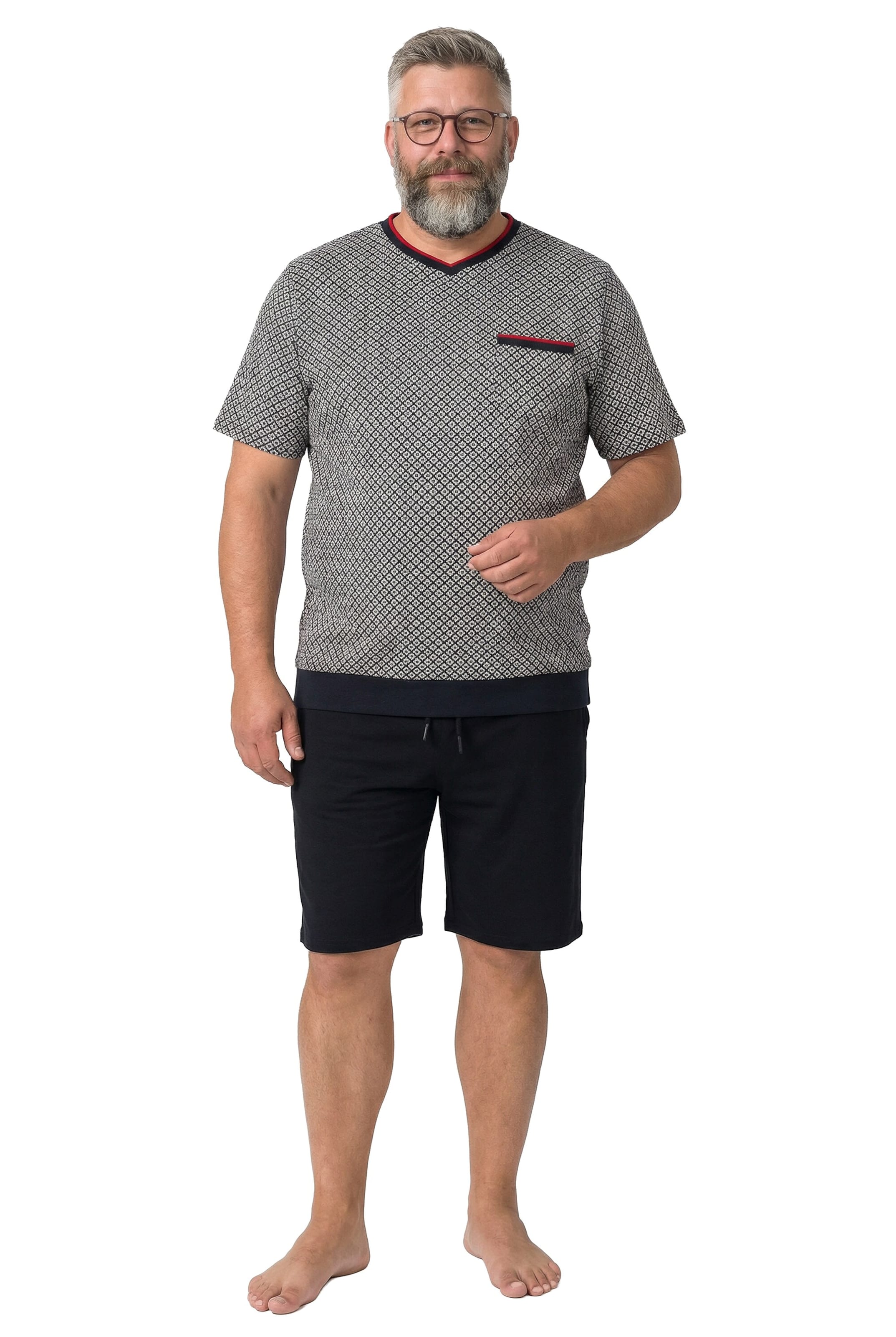 Men Plus Pyjama in Schwarz: Vorderseite