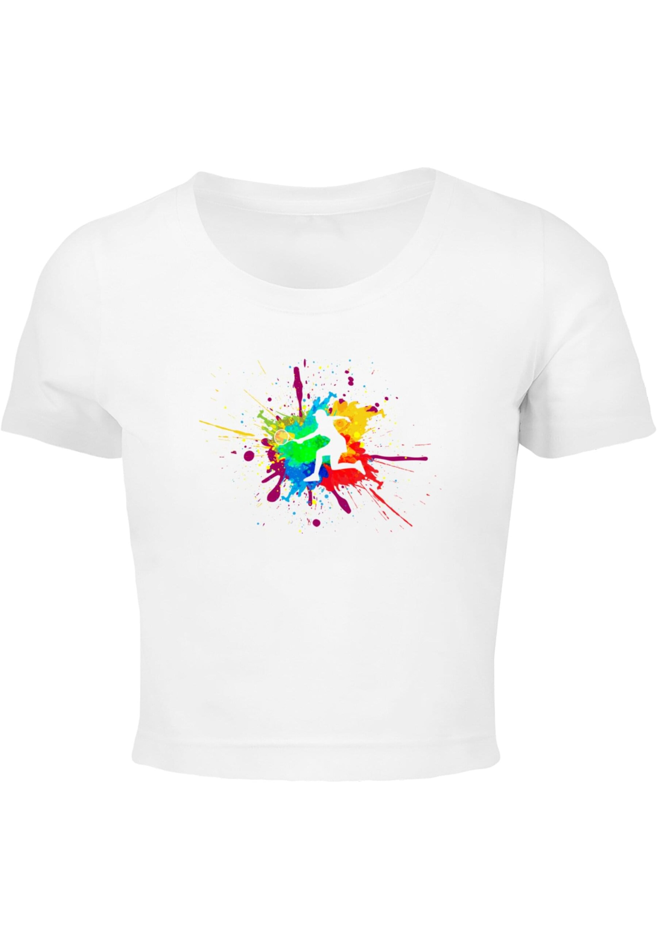 Merchcode T-Shirt 'Color Splash Player' in Weiß: Vorderseite