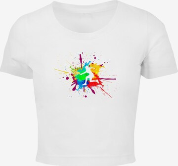 Merchcode Shirt 'Color Splash Player' in Wit: voorkant