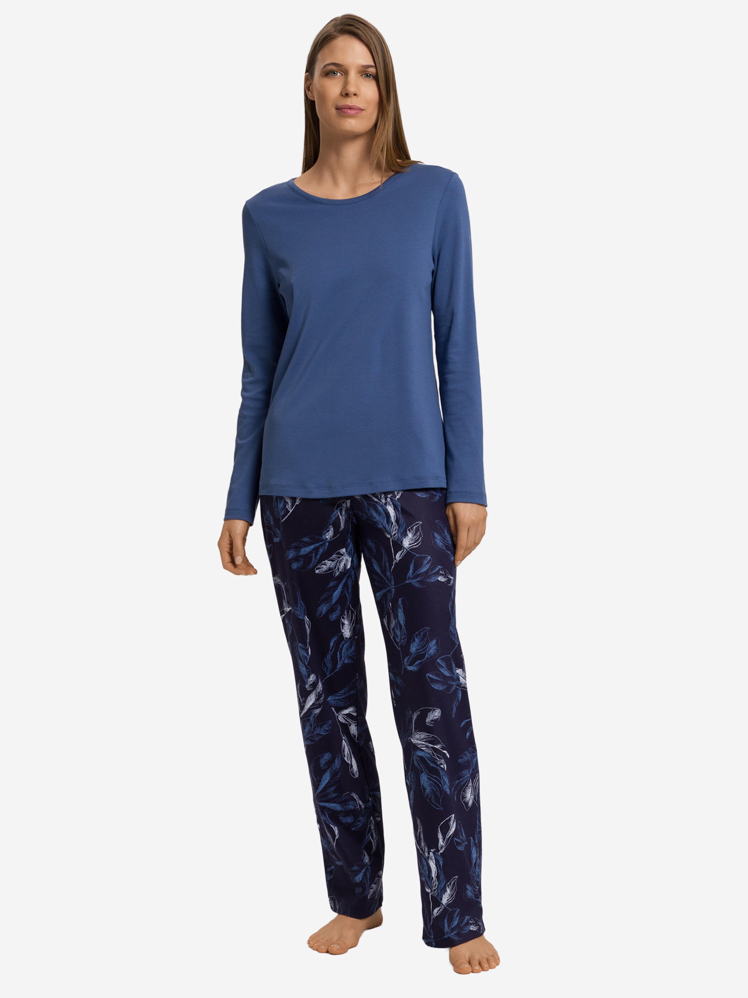 Hanro Pyjamaoberteil ' Loungy Nights ' in Blau