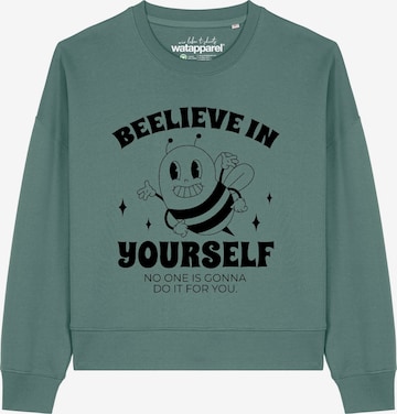 Watapparel Sweatshirt 'Beelieve in yourself ' in Groen: voorkant