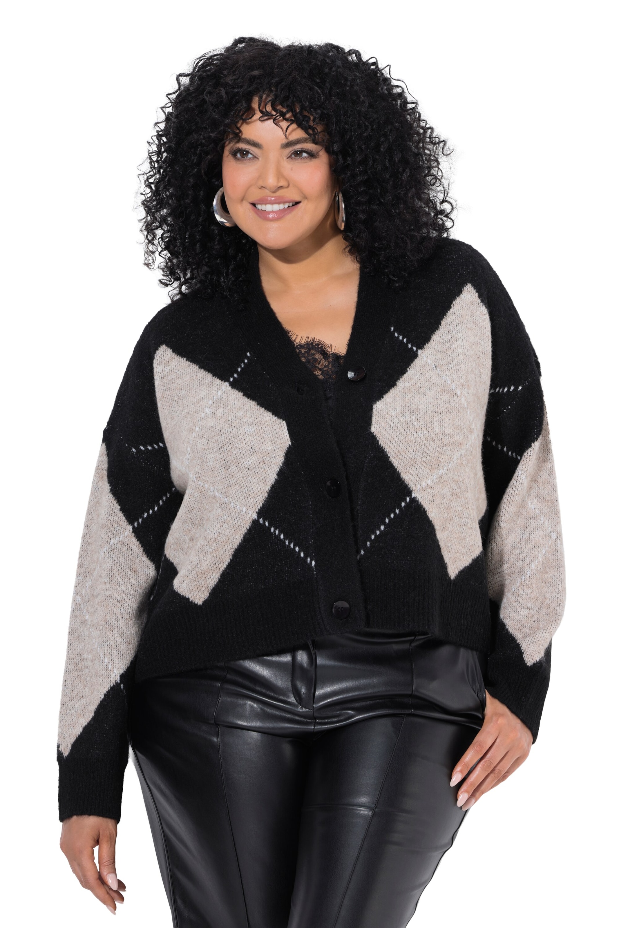 Ulla Popken Strickjacke in Schwarz: Vorderseite