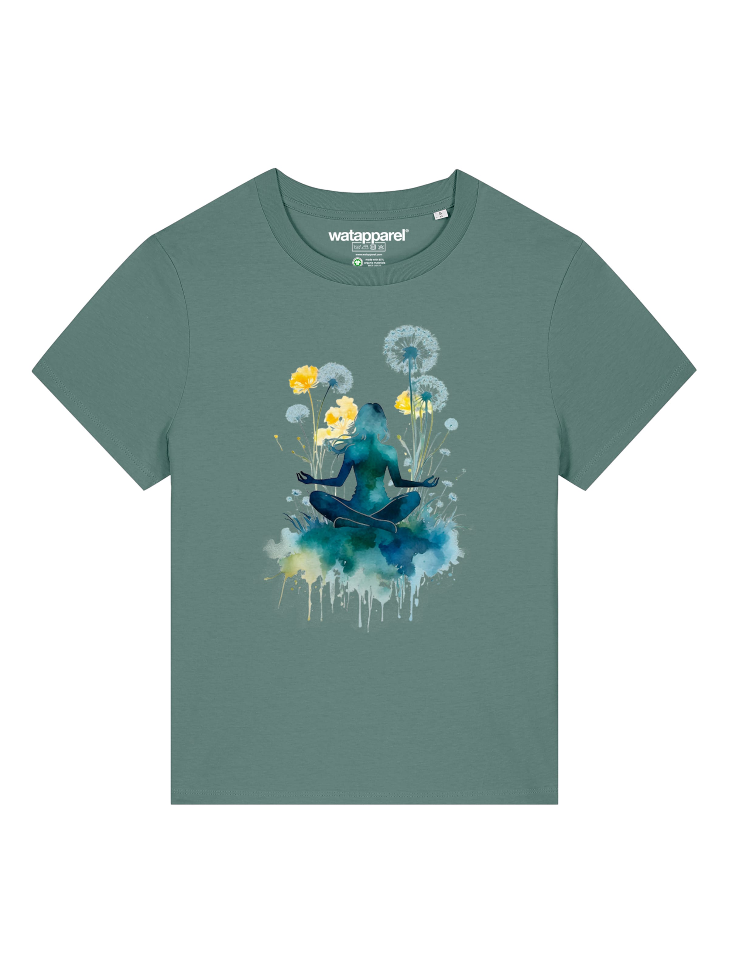 Maglietta 'Yoga & Meditation' di Watapparel in verde: frontale