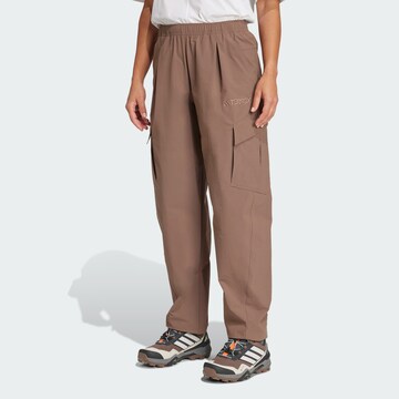 ADIDAS TERREX Свободный крой Штаны в спортивном стиле 'Xploric' в Коричневый: спереди