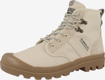 Palladium Lace-Up Boots in Beige: front