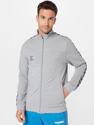 Hummel Athletic Zip-Up Hoodie in Grey: front