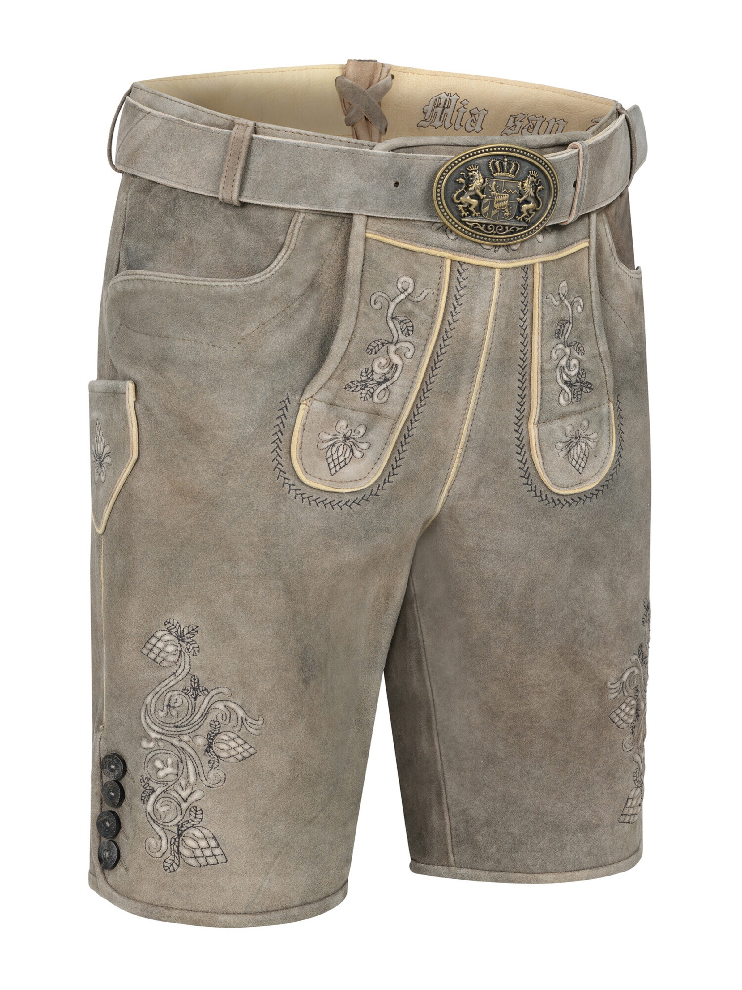Trachtenhof Nübler Regular Traditional Pants 'Lederhose kurz Flavi' in Brown: front