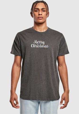 Merchcode Shirt 'Merry Christmas Lights' in Grijs: voorkant