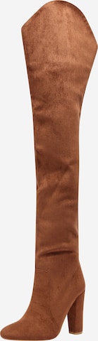 Misspap Over the Knee Boots in Brown: front