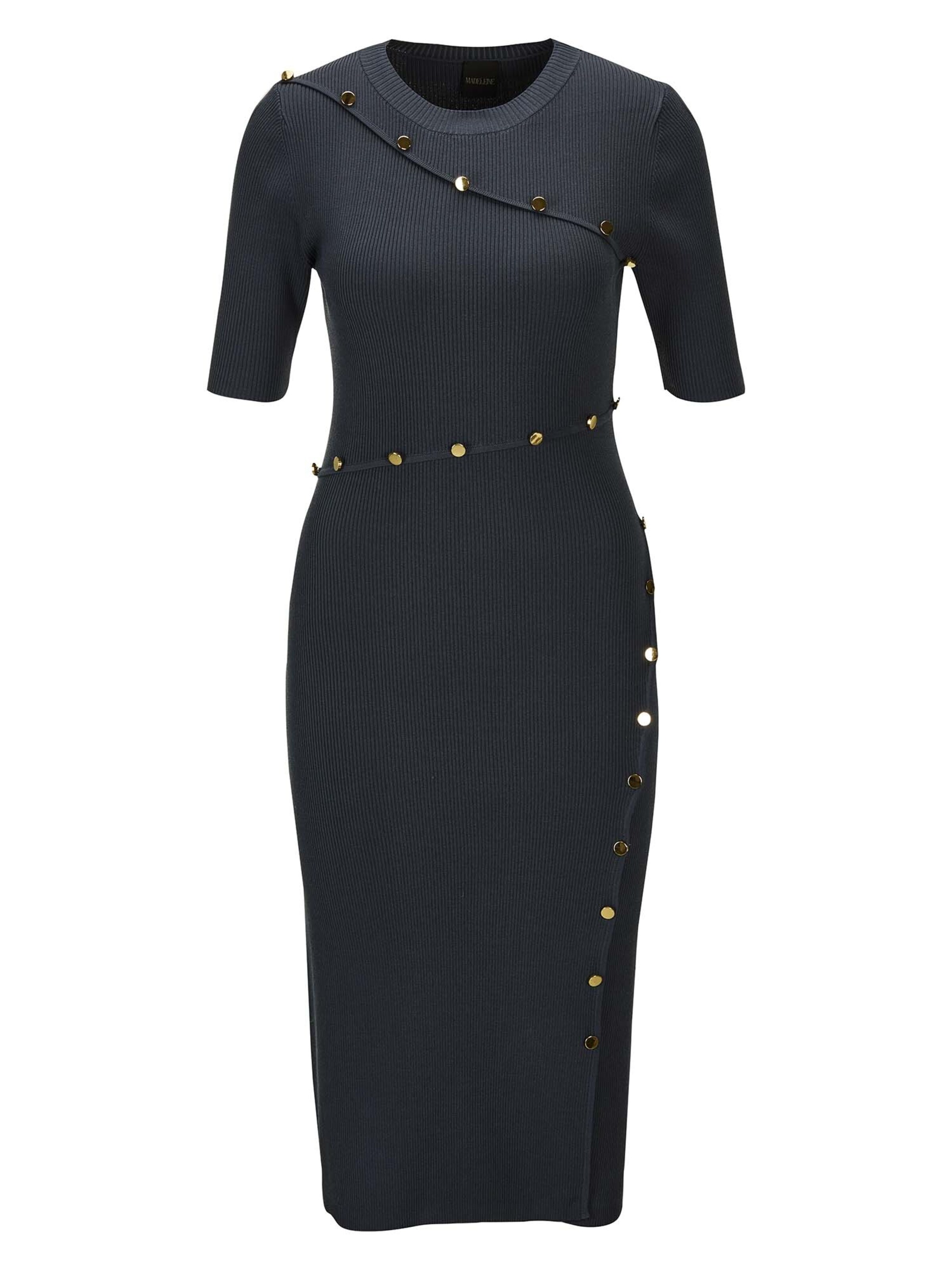 Robes en maille MADELEINE en bleu : devant